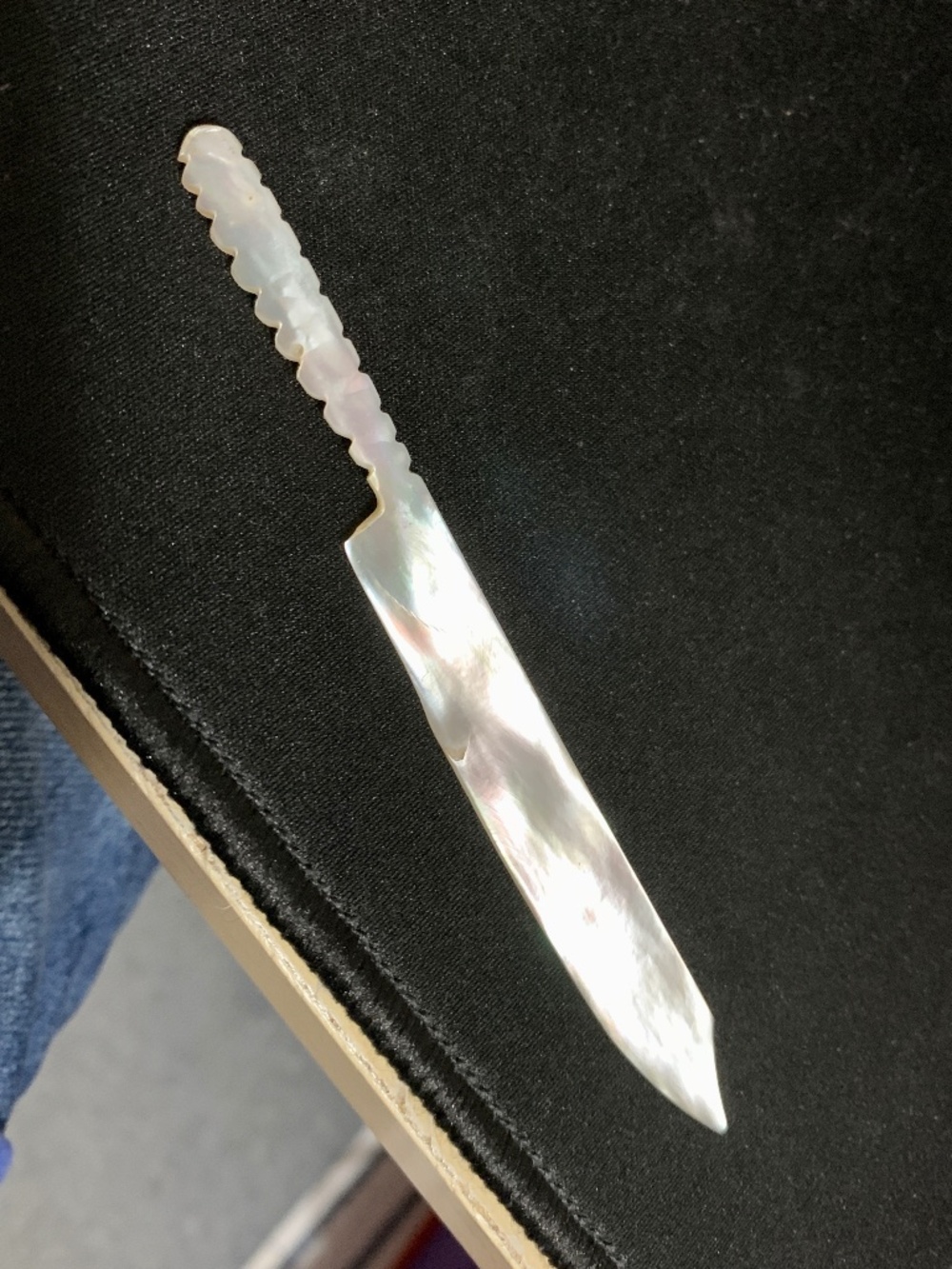 Vintage 4.75” Hand Carved Mother Of Pearl Knife Letter Opener